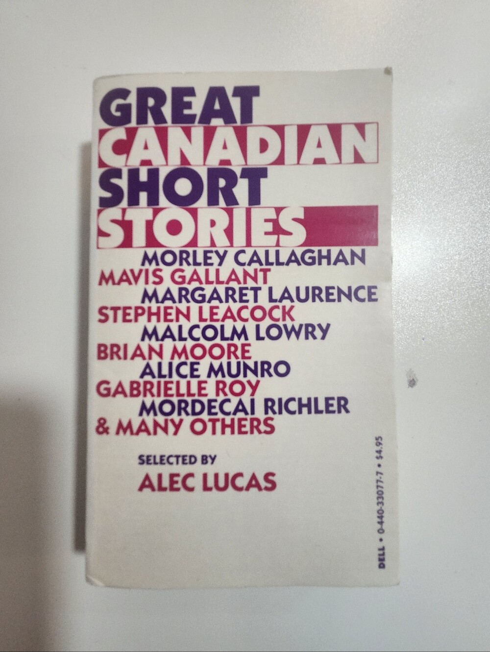 Book - Great Canadian Short Stories, Selected By Alec Lucas